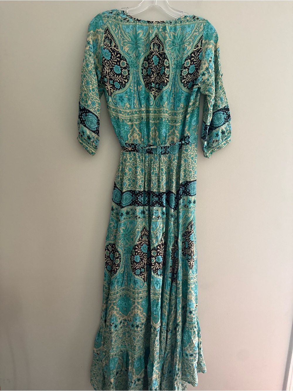 The Spell & The Gypsy Collective Aloha Fox Wrap Gown mermaid teal size S - Picture 7 of 8